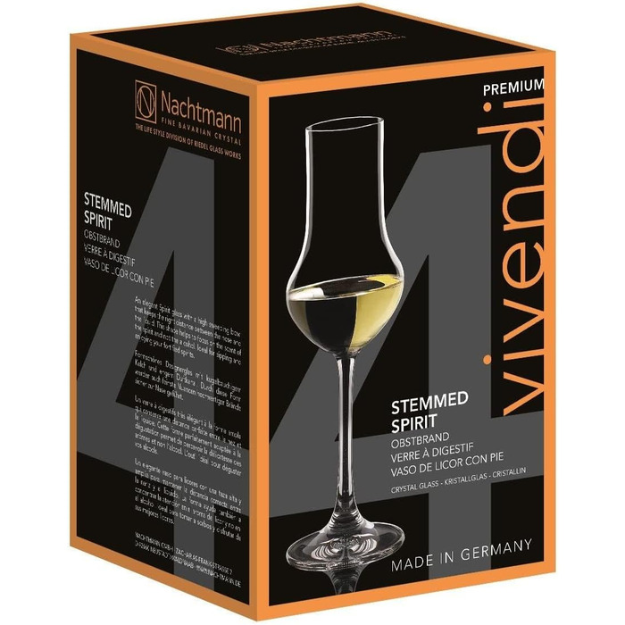 Nachtmann Grappa Glasses 109 ml, Set of 4, Vivendi, 89736, Crystal Stem Glasses, Liqueur Glasses, Dishwasher Safe