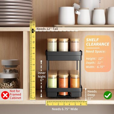 Висувна полиця-організатор для спецій, 2 шт., чорний, 10.9 x 26.9 x 20.8 см