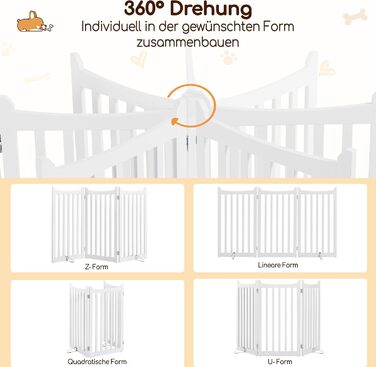 Захисне ґратка для собак Yaheetech, 90.5 x 201.5 см, 4 панелі, білий колір. Ідеально підходить для дому, кухні, проходу, каміну, печі.