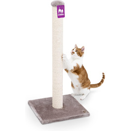 Petrebels Premium Quality Scratching Post Maine, 90 cm High, with Extra Stable Base Plate and Natural Sisal Post, 40 x 40 x 90 cm, Color / Beige (Cappuccino)