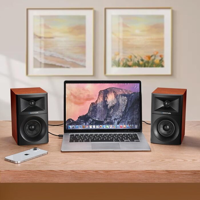 Акустична система Sanyun SW203 - 60W, 4-Way, 3D звук, USB/Bluetooth, для студії (Пара, Червоний)