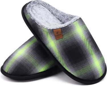 Чоловічі домашні тапочки COFACE з піною пам'яті, теплі, з вовняної тканини, з антиковзкою гумовою підошвою, розмір 40-49, 46 EU, зелені/чорні