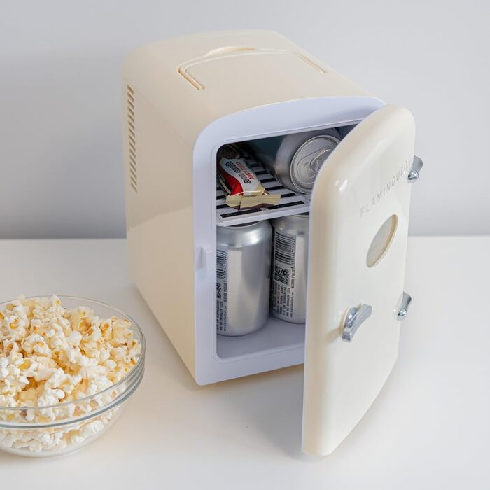 Міні-холодильник Flamingueo 4L: 12V/220V, охолодження та нагрів, для кімнати/столу, бежевий