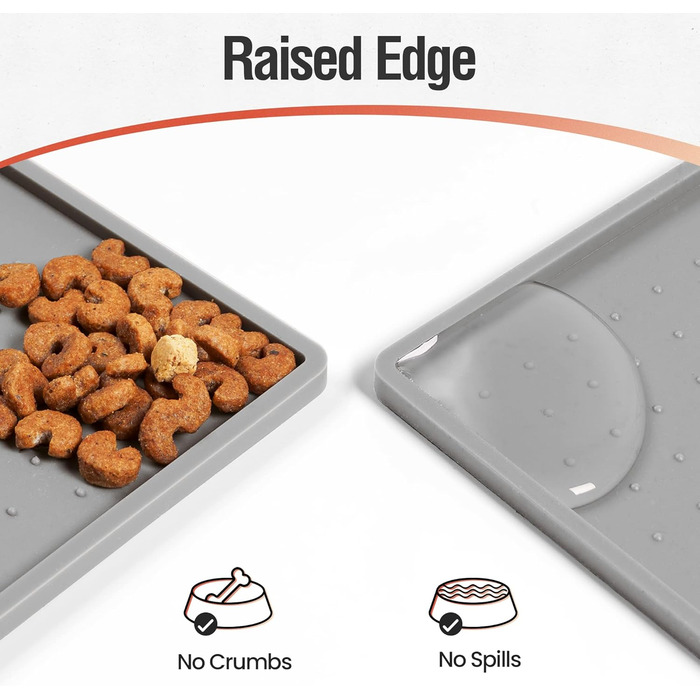 Килимок для годування собак та котів Conlun, нековзний, 100% водонепроникний, з піднятим бортиком, для запобігання розливу, придатний для миття в посудомийній машині (Taupe, 60 x 40 см)