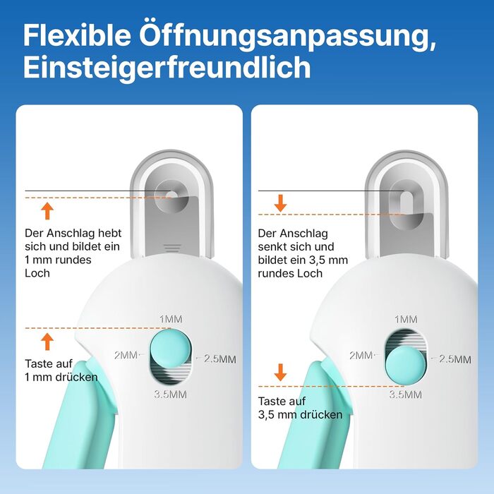 Ножиці для кігтів котів Potaroma з регульованим отвором 3 розмірів та інтегрованим напильником | Безпечний обрізач кігтів для кошенят та домашніх котів | Обрізач кігтів без розбризкування