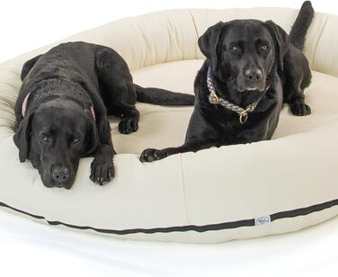 Wallace & Jones | Преміум лежанка для собак Болтон, 63x50 см, штучна шкіра, для маленьких собак, з прихованою блискавкою, миється, не слизька, (95 x 81 см, кремово-білий)