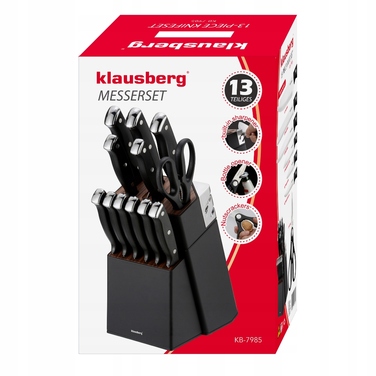 Набір ножів Klausberg KB-7985, 13 предметів, зі стійкою та точилом, сталь