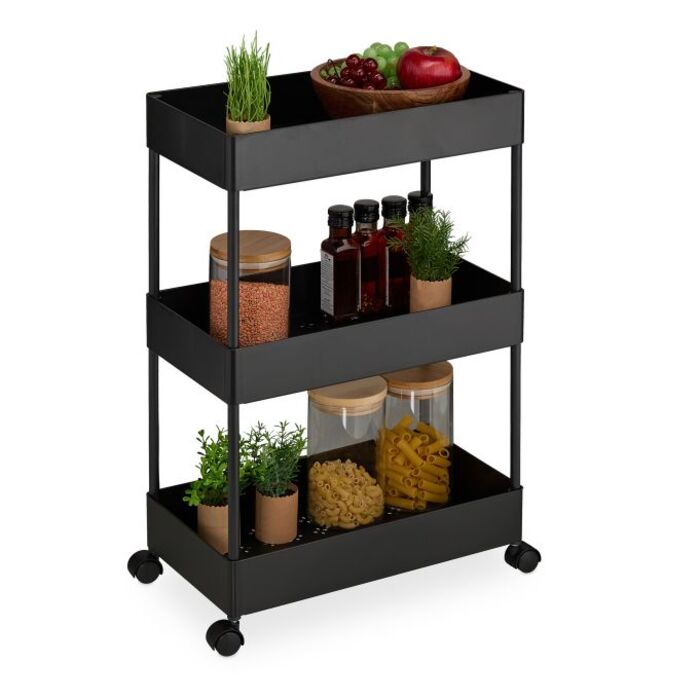 Relaxdays Rolling Cart with 3 Tiers