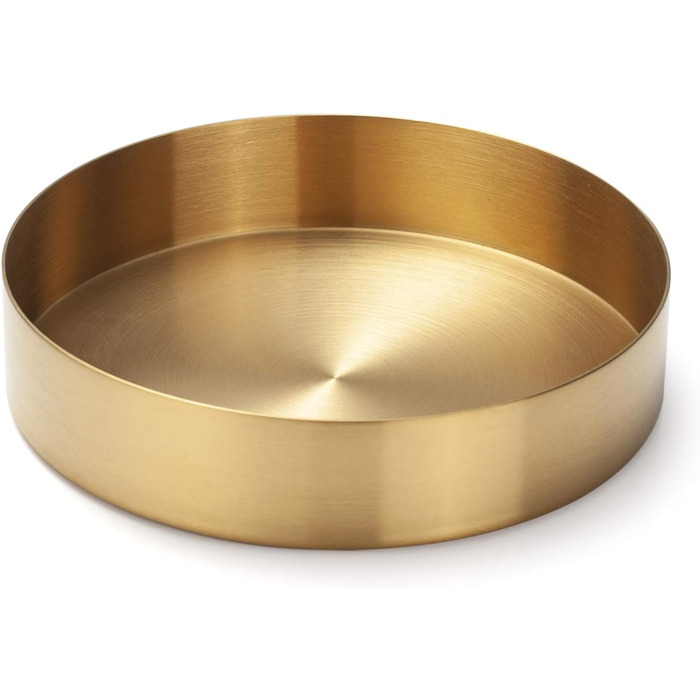 Round Stainless Steel Serving Tray, Gold Jewelry and Makeup Organizer/Candle Tray Gold (14 cm)
