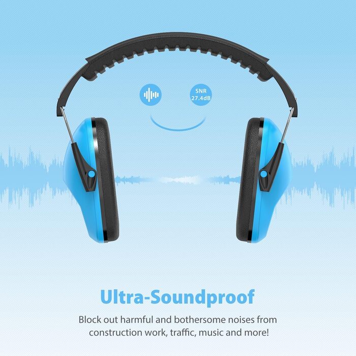 Навушники для захисту від шуму Dr.meter для дітей - пасивні навушники-затички для вух, захист від шуму SNR 27dB, для школи, аутизму, сну, навчання, гри на барабанах, зелені та блакитні