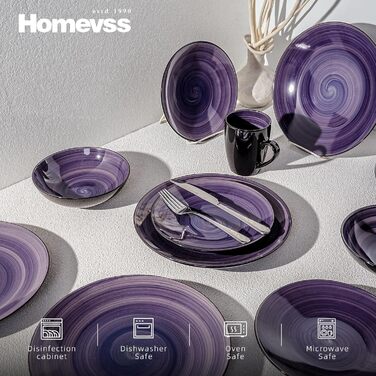 Набір посуду Sonoma Geschirr-Set 16 предметів фіолетовий Spinwash Purple для 4 осіб, мікрохвильовий та посудомийна машина