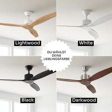 Стеляний вентилятор Mellerware з пультом Brizy | 45 Вт | 6 швидкостей | тихий | літо/зима | таймер | 3 лопаті | діаметр 132 см | DC мотор | білий без світла