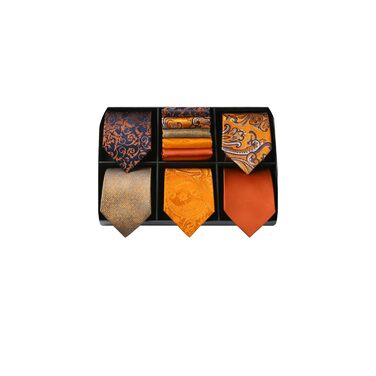 HISDERN Набір краваток для чоловіків (5 шт.) з кишеньковим хустинкою. Класичний елегантний аксесуар для весілля. Шовкові краватки та хустинки в подарунковій коробці.