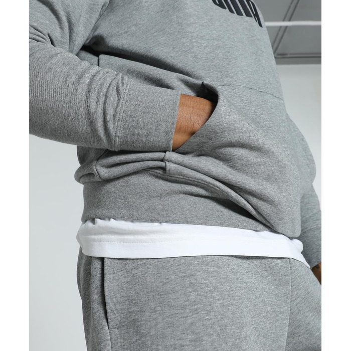 Чоловіча толстовка Puma ESS No. 1 Logo Hoodie з капюшоном, сіра (Medium Gray Heather), розмір XL