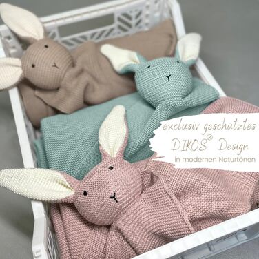 Дитяча ковдра DIKOS® «SCHMUSE-HASE» рожевого кольору | 100% органічна бавовна | Еко плед для новонароджених дівчаток | В'язана ковдра для коляски | Подарунок на народження