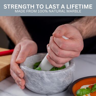 Набір для розмелювання Homiu: ступка та товкачок з натурального граніту, преміум-якість, великий діаметр 15.5 см