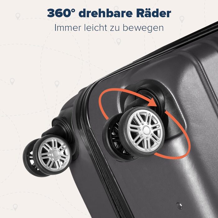 Набір валіз TRVLMORE 3 шт. з жорсткого пластику: маленька, середня, велика сіра валіза для подорожей, ручна валіза 55x40x20 см