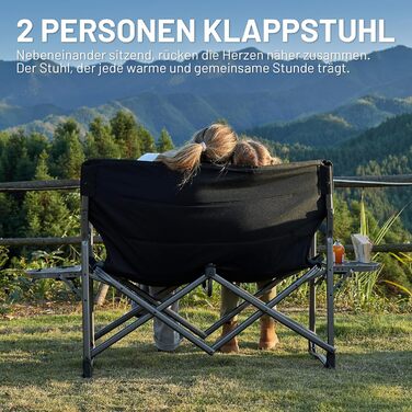 Крісло для кемпінгу Timber Ridge на 2 особи, розкладне, 300 кг, для риболовлі, пікніків, фестивалів, з бічним столиком