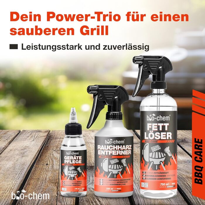 bio-chem Grill and Oven Cleaning Set 5-piece - Powerful Grill Cleaner & Care including Grill Brush + Grill Sponge - For Gas Grill, Oven, Stainless Steel, Cast Iron, Smoker, etc. - Made in DE (1) Set 3-piece