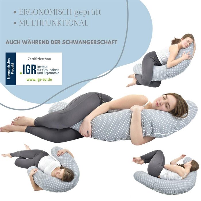 Подушка для годування sei Design XXL 190x30 з мусліновою наволочкою, ергономічна, для вагітних, для сну на боці, комфортна подушка для дорослих, наволочка з 100% бавовни [органічна бавовна] (персоналізований бежевий смугастий, подушка для годування 190x30