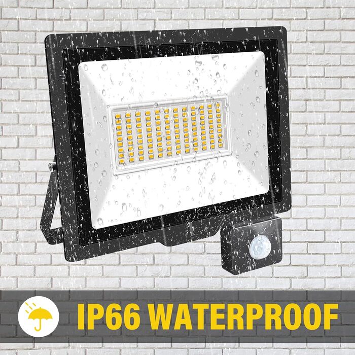20000LM LED Floodlight Outdoor with Motion Sensor LED Spotlight 6000K Cold White IP66 Waterproof LED Outdoor Floodlight Floodlight for Garage Hallway Garden Courtyards Hotel Sports Field (3500k Warm White, 75W)