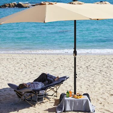 Ліжко складане Yaheetech з матрацом для кемпінгу, сіре (191x67 см, до 150 кг) + Чохол та кишені