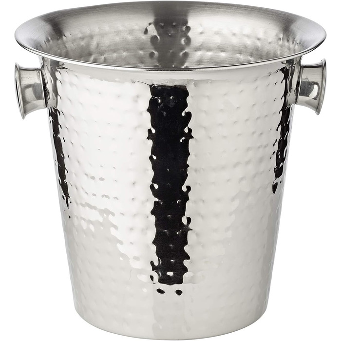 EDZARD Sparkling Wine Cooler Joey (Ø 21 cm) made of stainless steel - Bottle cooler, wine cooler - Beverage cooler for 1 bottle - Bowl for wine, sparkling wine & ice cubes - Hammered Champagne cooler with handle