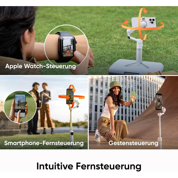 Insta360 Flow 2 сірий – стабілізатор для смартфонів, з функцією AI-трекінгу, вбудований штатив/селфі-стік, пульт дистанційного керування, для iPhone/Android, для подорожей