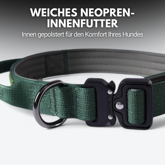 Тактичний нашийник для собак Spark Paws – міцний, преміум-якість, товстий та довговічний для великих та середніх собак – Army Green, XS: 9-18 кг [2.5 см]