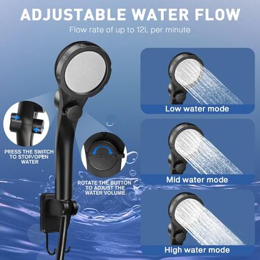 MIAOKE Портативна електродушова система для кемпінгу, 7800 mAh, з цифровим дисплеєм та регулюванням температури, чорна