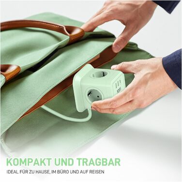 Мережевий адаптер FDTEK 7-в-1 з USB-C та USB-A, 4 розетки, 2500W/10A, куб з вимикачем, 1.8м кабель