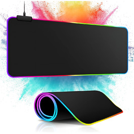 MU Gaming Mousepad RGB, XXL, 800x300mm: килимок для миші геймерський, RGB підсвічування, чорний