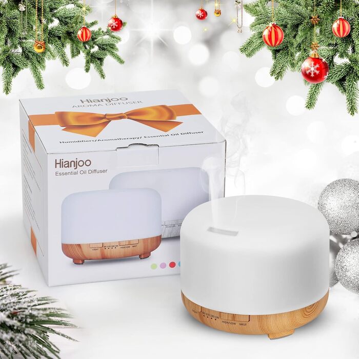 Аромадифузор Hianjoo Aroma 450 мл з таймером, ультразвуковий, 7 кольорів LED, з пультом ДУ, для спа/офісу/йоги, дерев'яний