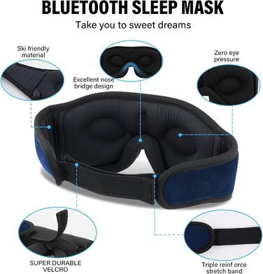 Маска для сну з Bluetooth навушниками 3D, бездротова маска для сну з музикою для бічних та спинних положень, навушники для сну