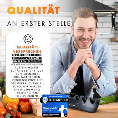 Точилка для ножів AUSTEIN QuickSharp 4-in-1: професійне заточування та шліфування (Титаново-сірий)