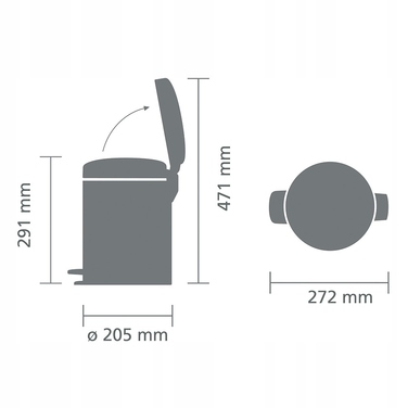 Сміттєвий кошик з педаллю BRABANTIA NewIcon, 5 л, Warm Bronze