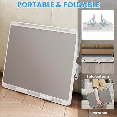 Зручний складаний столик для ноутбука в ліжко з підставкою для планшета, ящиком для зберігання та силіконовими підлокітниками – ідеально для роботи, письма, їжі та малювання