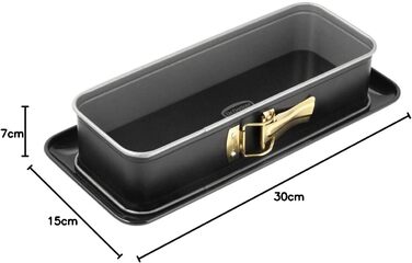 Dr. Oetker Rectangular Springform with Serving Base 30 x 12 cm Baking Idea – Square Baking Pan with cut- & scratch-resistant flat bottom & Enamel Coating – Cake Baking Pan with Non-Stick Coating