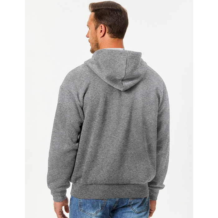 Світшот JMIERR чоловічий з капюшоном, бавовна, однотонний, на блискавці, з кишенями, сірий (A2, L)
