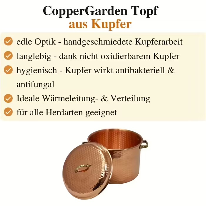 Copper Garden 8 L Copper Pot with Lid