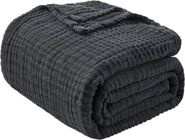 Плед EMME з 100% мусліну: м'який, дихаючий, великий, для дорослих, універсальний, бежевий (150 x 200 см)