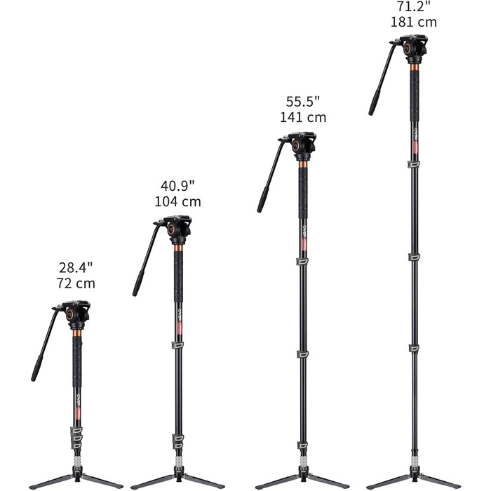 Однонога штатив Cayer FP34 з плавним голковим підшипником, 180 см, для DSLR камер Canon, Nikon, Sony, Olympus, Panasonic