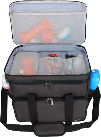 Сумка для собак Teamoy: переносна сумка для корму, ласощів, іграшок та інших речей. Ідеальна для подорожей, кемпінгу та прогулянок (Велика, чорна)