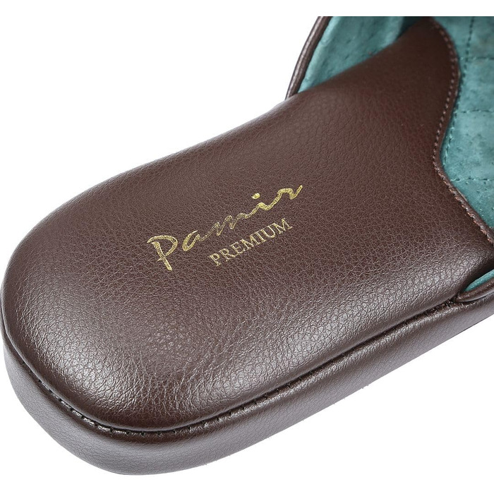 Чоловічі домашні тапочки Pamir з натуральної шкіри та піною з пам'яті (46 EU, широкі, коричневі)