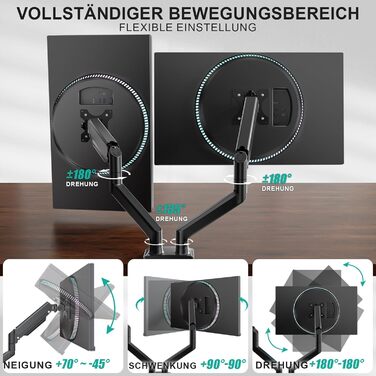 Кріплення для монітора WALI до 49 дюймів, підтримує LED/LCD монітори до 15 кг, регульована висота, нахил, поворот, VESA 75/100 мм, чорний (GSM001XL)