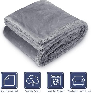 М'яка ковдра для домашніх тварин з флісу, Sherpa, плюшева, для собак, котів, цуценят, 152x127 см