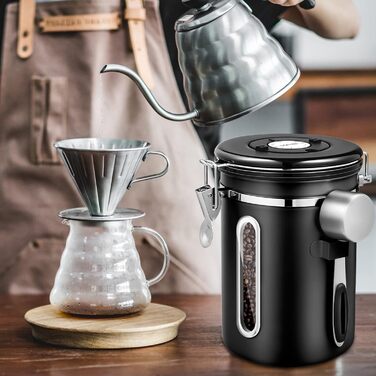 Пурпеді Кафедоза: герметичний контейнер для кави з нержавіючої сталі 1,8L, для кавових зерен, чаю, горіхів, какао, зберігає свіжість