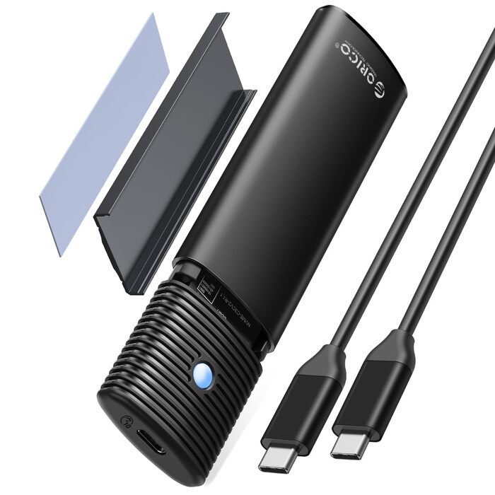 Зовнішній корпус-адаптер ORICO для M.2 NVMe та SATA SSD, USB 3.2 Gen 2 10Gbps, PCIe/NGFF B+M Key (2230/2242/2260/2280), алюмінієвий, без інструментів, PWDM2-BK, чорний