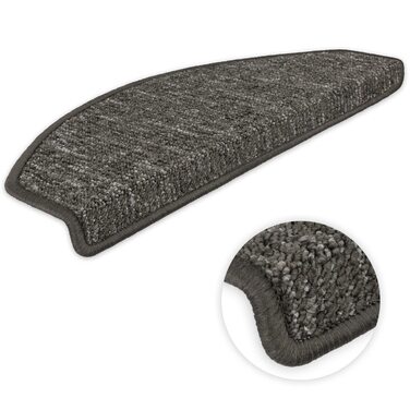 Ступінчасті килимки Kettelservice-Metzker Altona напівкруглі | Окремо та в наборі | Килимок для сходів, темно-сірий, 28 шт.