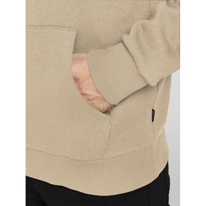Чоловічий худі Jack & Jones Reg Fit з каптуром та кишенею, бежевий (Crockery), розмір XL
